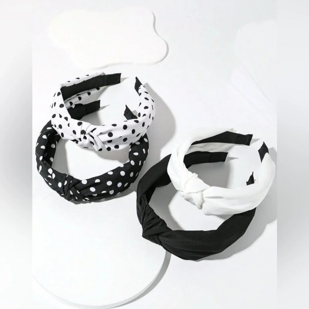 Set of 4 Black and White Headbands
